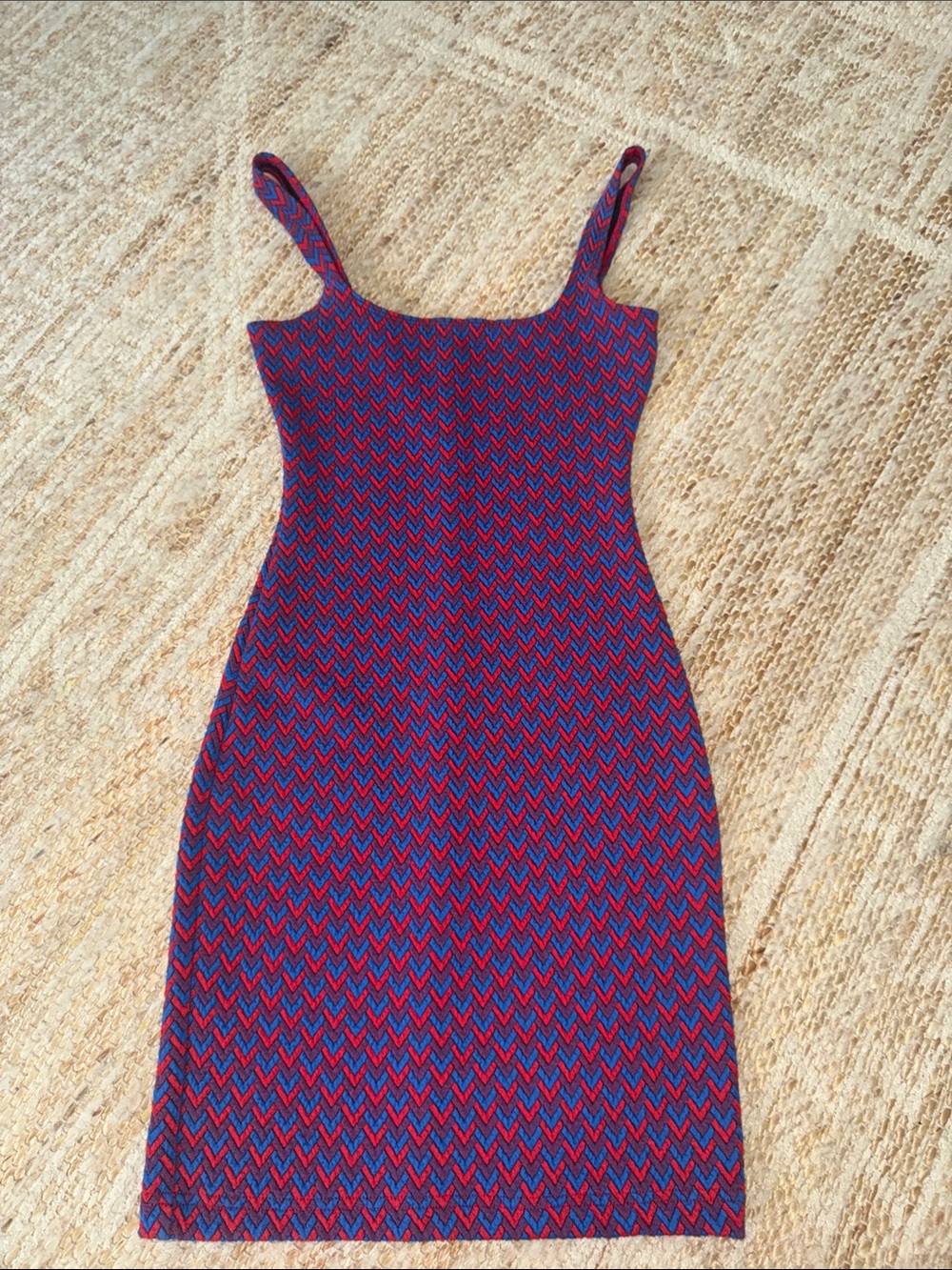 American Apparel Blue and Red Chevron Mini Dress